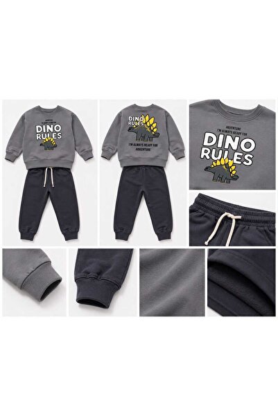 Erkek Çocuk Ayıcık Baskılı Sweatshirt ve Jogger Pantolon 2'li Takım