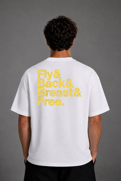 VSRN Tricou oversize alb cu imprimeu la spate, design Fly Back