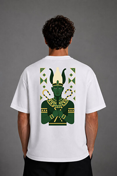 VSRN Πράσινο μπλουζάκι με σχέδιο Αρχαίας Αιγύπτου, με στάμπα στην πλάτη, λευκ...