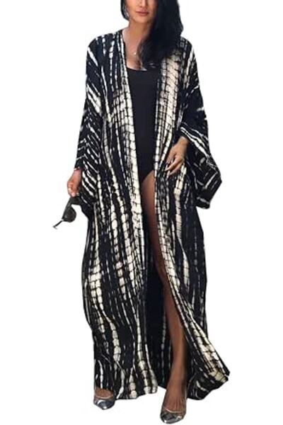 GENERAL Women Roomy Nightgown Long Loungewear Kimono Cardigan Beach Dress Bik...