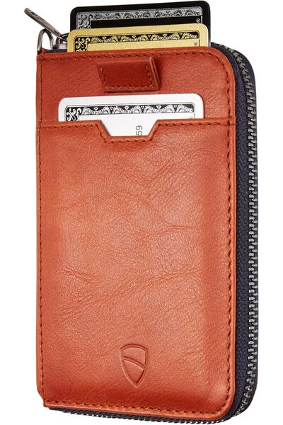 Vaultskin NOTTING HILL Slim Leather Zip Wallet, Coin Purse, RFID (Green) | Mi...