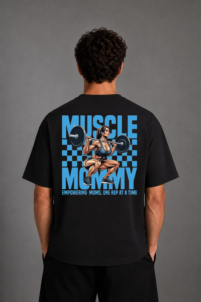 VSRN Μπλουζάκι Muscle Momy Design με στάμπα στην πλάτη, μαύρο, oversized