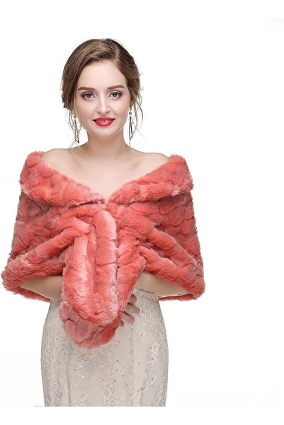 GENERAL Faux Fur Shawl Wrap Stole Shrug Winter Bridal Wedding Cover Up