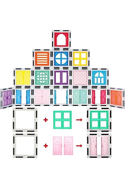 PicassoTiles مجموعة مكعبات بناء مغناطيسية من 36 قطعة، تشمل أشكال نصف دائرية و...