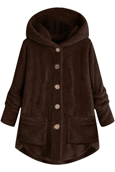 GENERAL Women Hoodies Warmt Coat, Ladies Solid Long Sleeve Button Plus Size P...