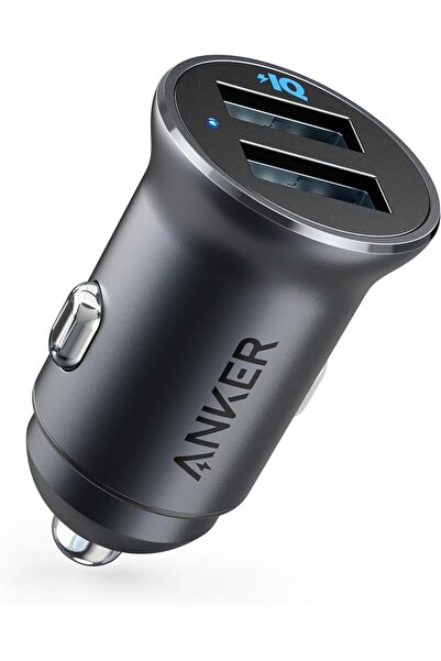 Anker Stuy شاحن سيارة أنكر، شاحن سيارة معدني صغير ثنائي المنافذ USB بقوة 24 و...