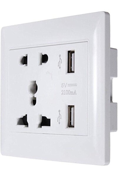 GENERAL Combination wall socket with 2 usb flame retardant port - adapter wit...