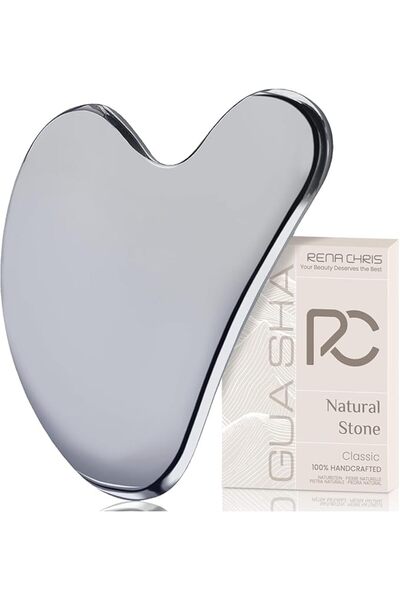 Rena Chris Gua Sha Facial Tools, Natural Jade Guasha Tool, Manual Massage Sti...