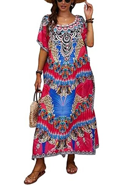 YouKD Women's Long Kaftan Maxi Bohemian Dress Beach Coverup Robe Roomy Kimono...