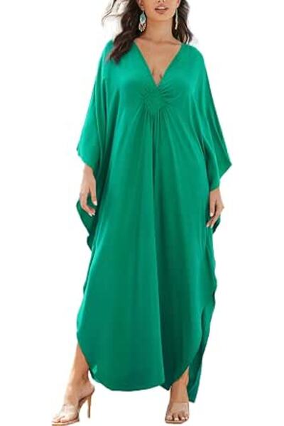 GENERAL Women's Bohemian Kaftan Maxi Loungewear Oversized Nightgown Homewear ...