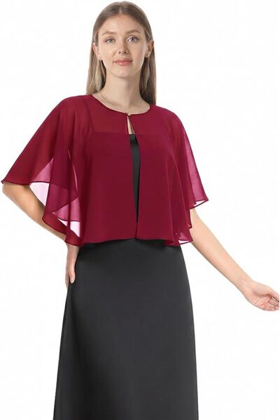 GENERAL Chiffon Capelet Soft Shawls and Wraps for Dresses Womens Accessories ...