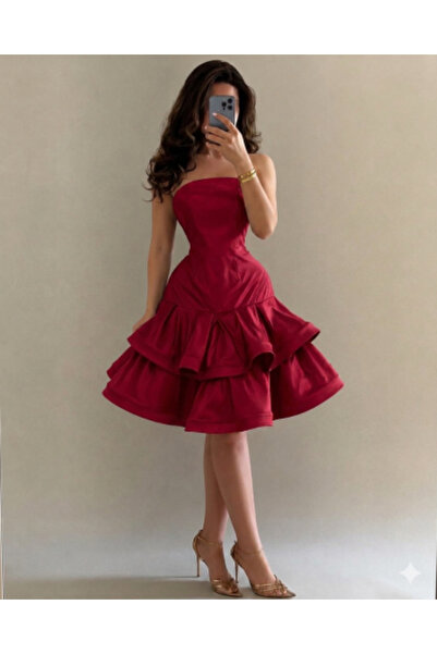 ALPHALUNA Short Chiffon Layered Evening Dress in 5 Colors