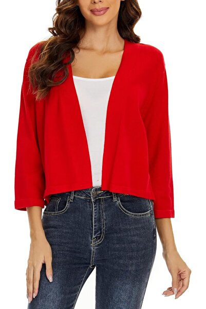 GENERAL Satuun Women's 3/4 Sleeve Shrugs Lightweight Open Front Cropped Cardi...