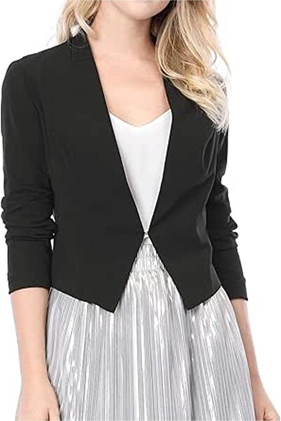 Allegra K Women's Open Front Office Work Business Crop Suit Blazer Jacket