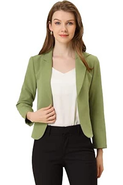 Allegra K Women's Open Front Office Work Business Crop Suit Blazer Jacket