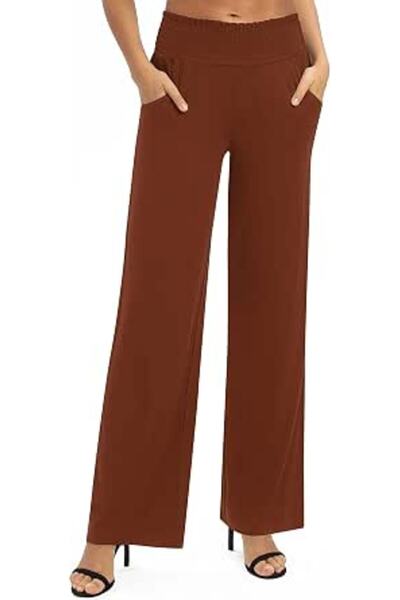 Urban CoCo Womens High Waist Flowy Palazzo Pants Elastic Waist Wide Leg Stret...