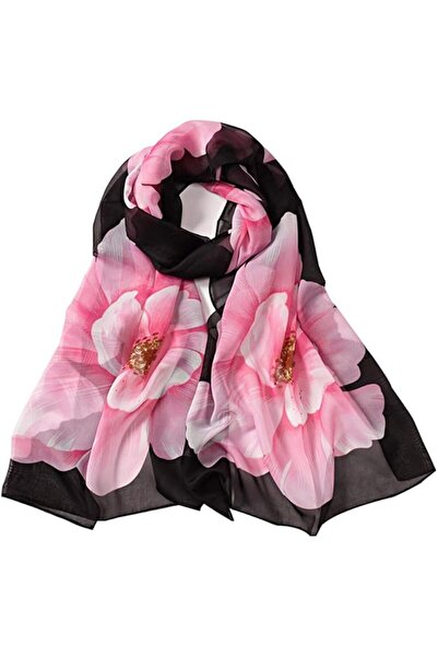 GENERAL E-Clover Women Soft Floral Print Shawl Chiffon Sheer Scarf
