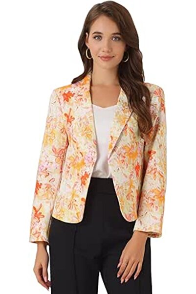 Allegra K Women's Open Front Office Work Business Crop Suit Blazer Jacket