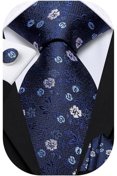 Dubulle Mens Paisely Silk Tie for Men Necktie and Pocket Square Set