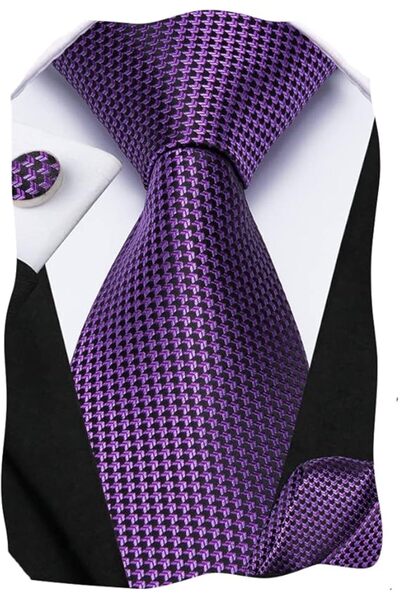 Dubulle Mens Paisely Silk Tie for Men Necktie and Pocket Square Set