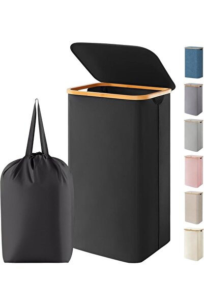 Lifewit Collapsible Laundry Basket with Lid, Laundry Hamper with Bamboo Handl...