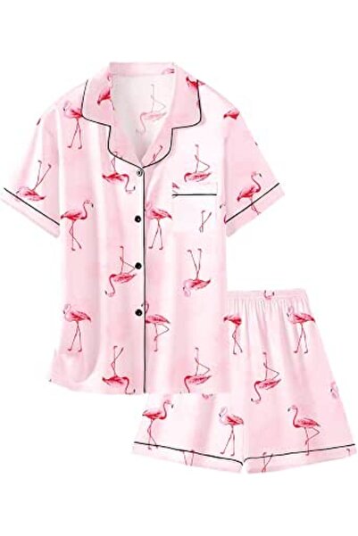 GENERAL Schbbbta Girls Boys Satin Pajamas Set, 2Piece Silk Nightwear Button-D...