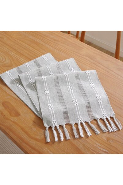 Generic Brand Table runner, bohemian style, cream, country style, with tassel...