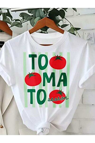 23ERVA Outfit Women, Tomato Season Funny Vintage T-Shirt, Loose Breathable, P...