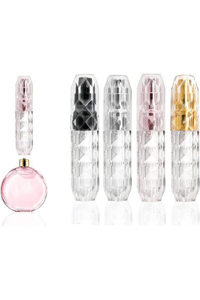 Bukela زجاجة عطر صغيرة قابلة لإعادة التعبئة مع بخاخ، 4 قطع بتصميم ماسي، عبوة ...