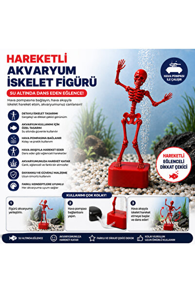 Hava İle Oynayan İskelet Akvaryum Dekoru - Dans Eden İskelet Akvaryum
