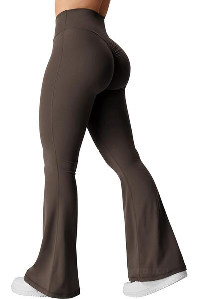 GENERAL YEOREO Kalie Flare Scrunch Leggings for Women V Cross Waist Bell Bott...