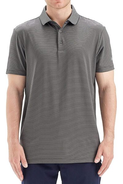 M MAELREG Men's Golf Polo Shirts Short Sleeve Striped Performance Moisture Wi...