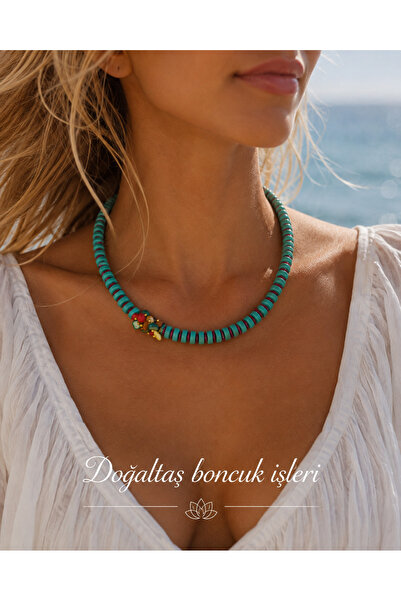doğaltaşboncukişleri Turquoise Stone Lucky Necklace