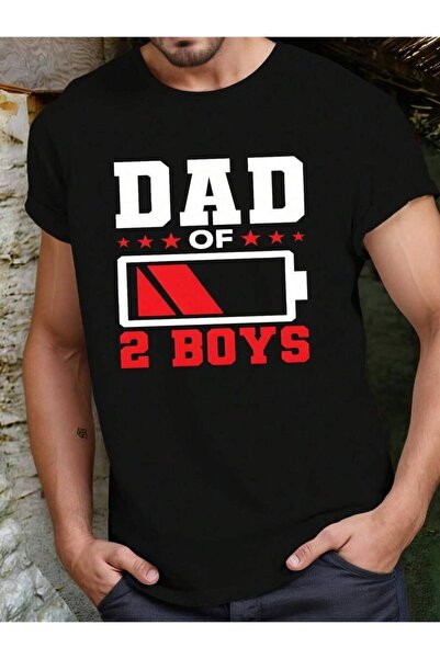 25W Dad Of Graphic T-Shirt Pure Cotton Comfort Fit Black With White Red Print...