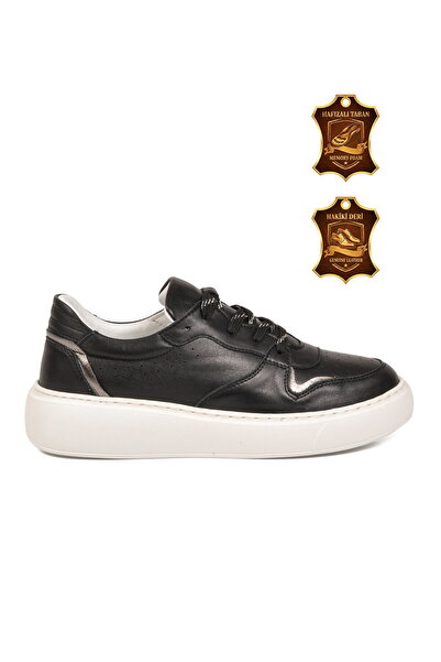 Voyager Black Genuine Leather Anatomical Sole Women's Casual Shoes Sneaker Z2...