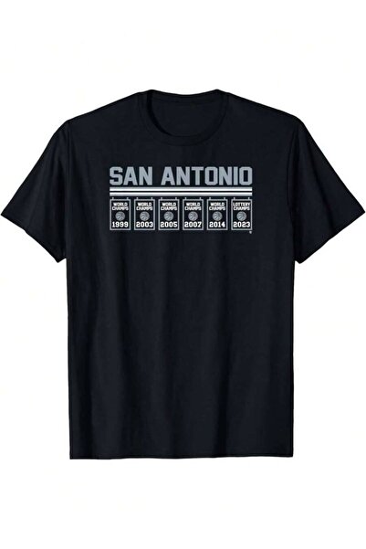 4Car San Antonio Bold Text Short Sleeve Black T Shirt Featuring Historic Year...
