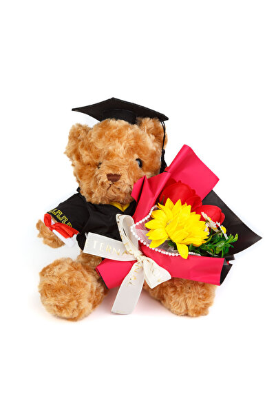 Alista Home Decorative bear with flowers in plexi box 28 cm, 28 x 17 x 17 cm