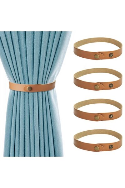 Morvena Picks Set de snur pentru perdele din piele maro din 4 piese