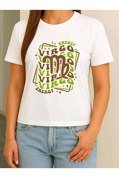 4Car Women Heavyweight T-Shirt Zodiac Sign Astrology Chart Print Virgo Symbol...