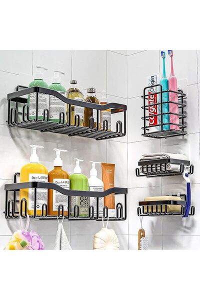 ABINO ABIN Shower Caddy Shelf [5-Pack], Strong Adhesive Shower Organizer Shel...