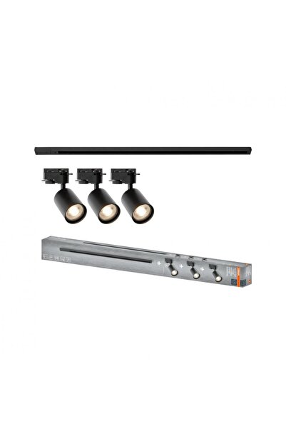 Osram Kit șină de circuite simple Elemental 1m cu 3 spoturi GU10, Negru