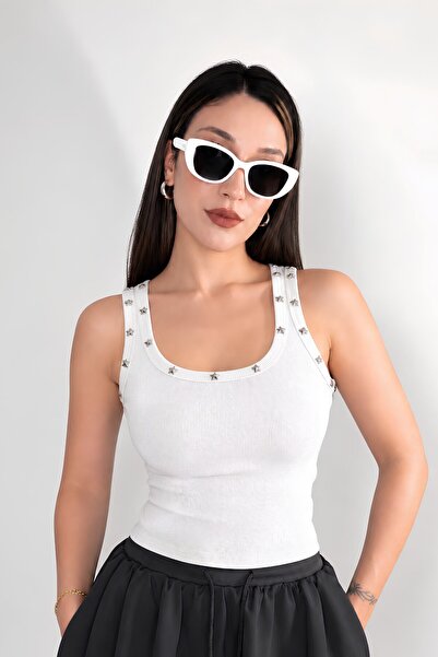 MOVİMENT White Staple Detailed Fitted Athlete's Shirt |   Body-Fitting 100% C...