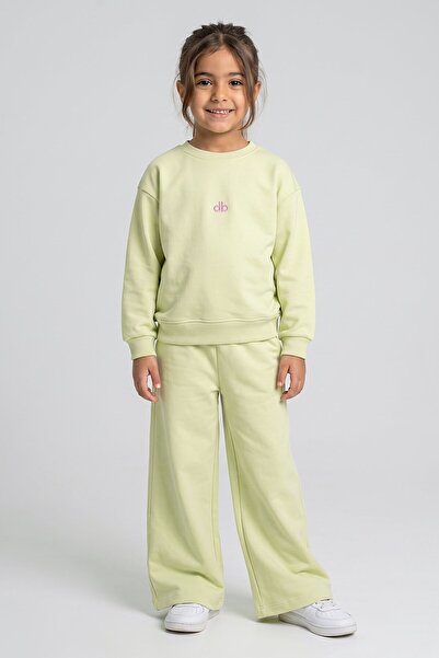 Dmb Girls' Wide-Leg Sweatpants Set Crew Neck Sweatshirt and Pants