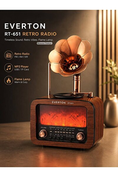BLOMSTER Everton RT-651 Retro Nostaljik Radyo | Gramofon Tasarımlı | FM/AM/SW...