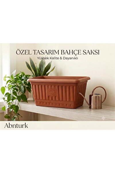 abnturk 5 Litre Yüksek Kaliteli Plastik Balkon Saksısı Bahçe Saksı 30x18x17cm