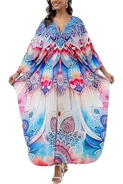 GENERAL Women Caftan Roomy Loungewear Nightgown Beach Dress Cover Ups Robe Sa...