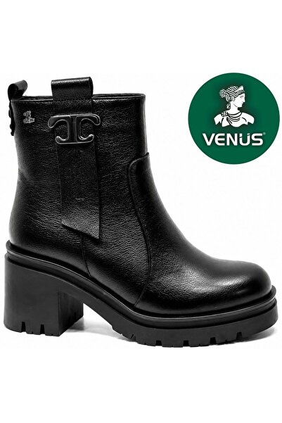 Venüs Bargasa Genuine Leather Non-Slip Sole Orthopedic Women's Boots Black
