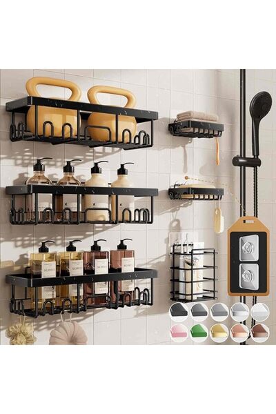 GENERAL Shower Caddy Organiser Set, 6-Piece Wall Mount Storage with Shelves, ...