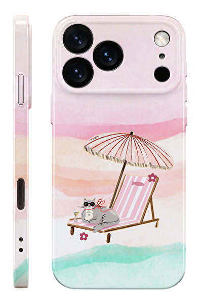 WANNA PROTECT iPhone 17 Pro Beach Cat Protect Slim Parlak Tam Kaplayan Baskı ...