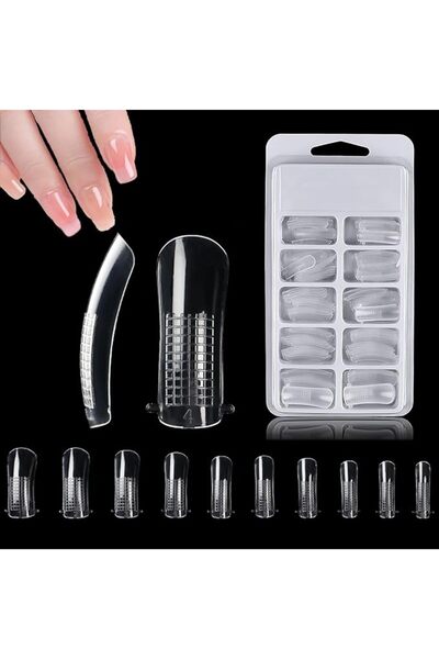 AZONEE Clear Dual Nail Forms System, 100 Pcs U-Shape Full Cover Nail Mold Tip...